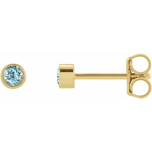Natural Swiss Blue Topaz Micro Bezel-Set Earrings in 14K Gold & Platinum