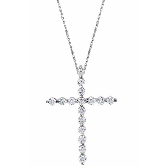 14K Gold Natural Diamond Cross Pendant