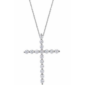 14K Gold Natural Diamond Cross Pendant