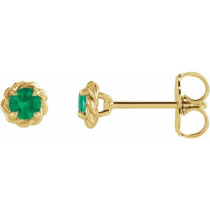 Lab-Grown Emerald Claw-Prong Rope Earrings in 14K Gold, Silver & Platinum