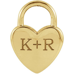 14K Gold Engravable Heart-Shaped Lock Pendant