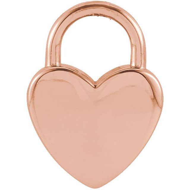 14K Gold Engravable Heart-Shaped Lock Pendant