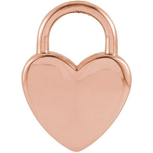 14K Gold Engravable Heart-Shaped Lock Pendant