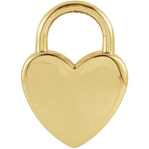 14K Gold Engravable Heart-Shaped Lock Pendant