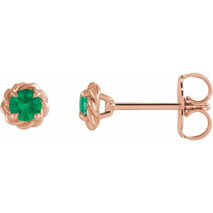 Lab-Grown Emerald Claw-Prong Rope Earrings in 14K Gold, Silver & Platinum