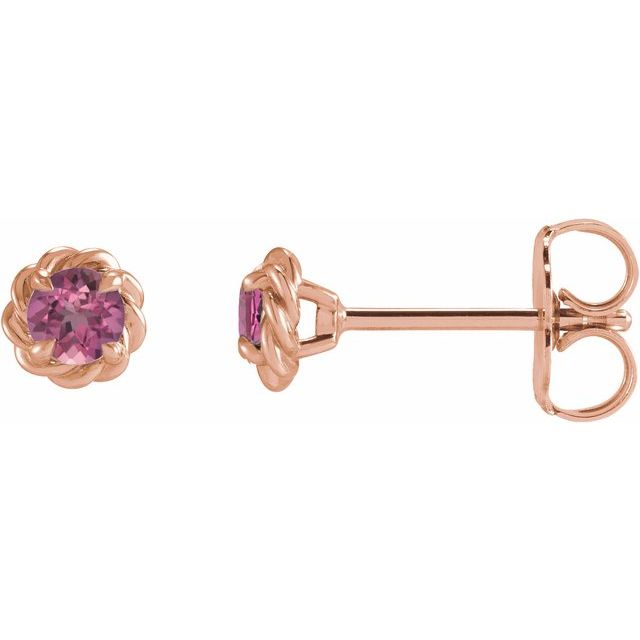 Natural Pink Tourmaline Claw-Prong Rope Earrings in 14K Gold, Silver & Platinum