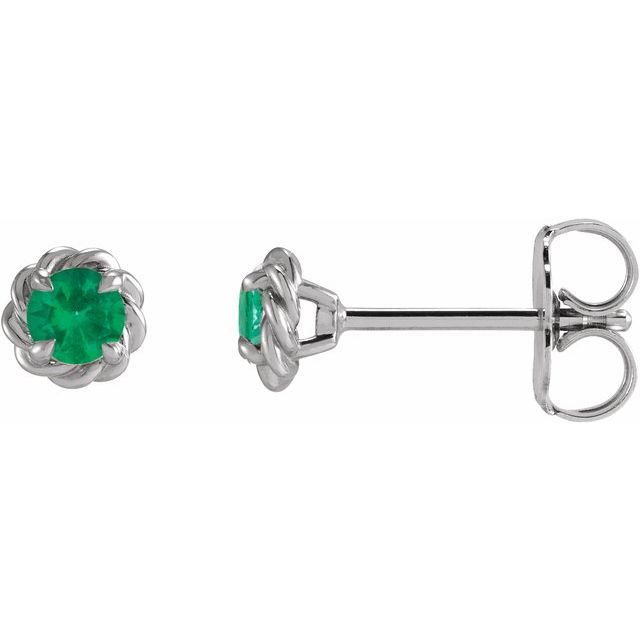 Lab-Grown Emerald Claw-Prong Rope Earrings in 14K Gold, Silver & Platinum