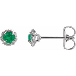 Lab-Grown Emerald Claw-Prong Rope Earrings in 14K Gold, Silver & Platinum