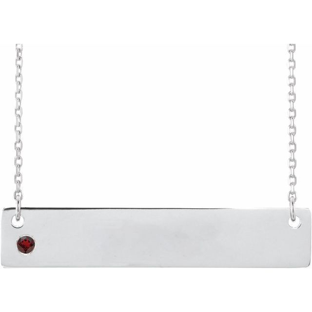 14K Gold Natural Mozambique Garnet Engravable Family Necklace