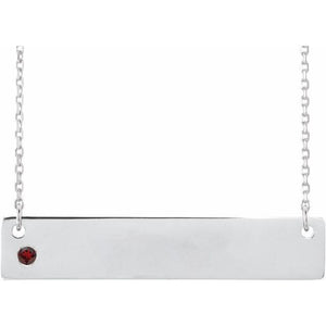 14K Gold Natural Mozambique Garnet Engravable Family Necklace