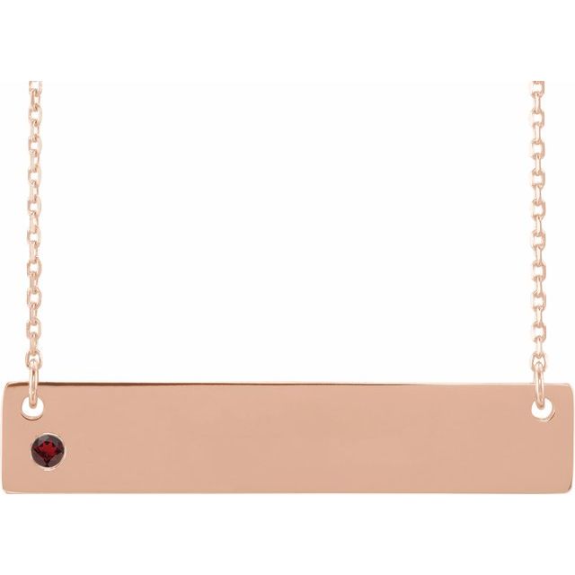 14K Gold Natural Mozambique Garnet Engravable Family Necklace