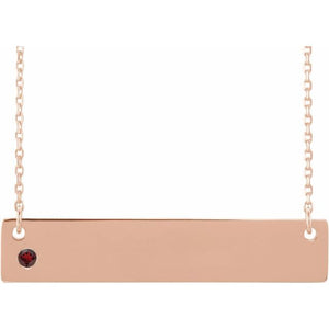 14K Gold Natural Mozambique Garnet Engravable Family Necklace