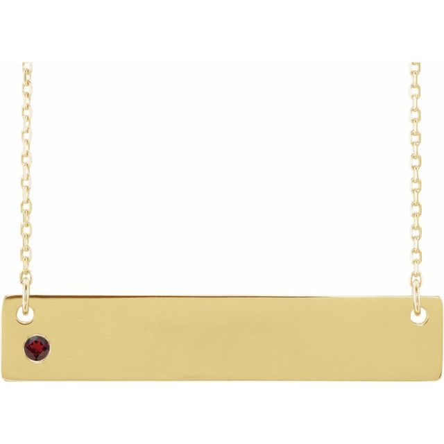14K Gold Natural Mozambique Garnet Engravable Family Necklace
