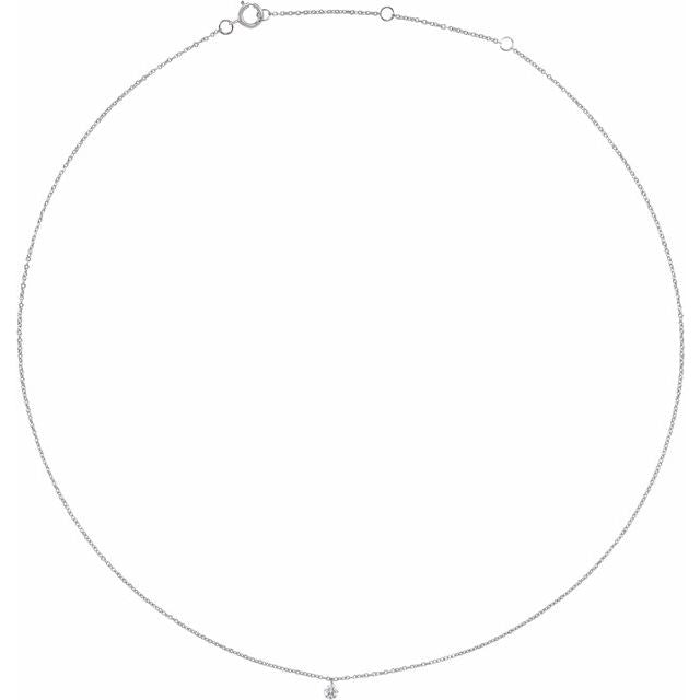 1/6 CTW Natural Diamond Round Solitaire Adjustable Necklace in 14K Gold