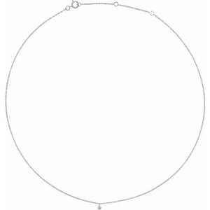 1/6 CTW Natural Diamond Round Solitaire Adjustable Necklace in 14K Gold