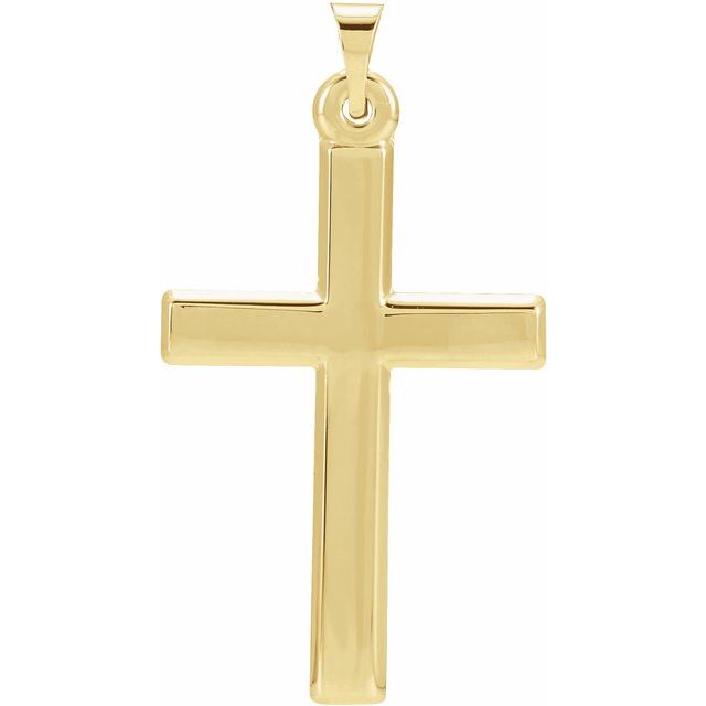 14K Yellow Gold Cross Pendant - 24.5 x 16.5 mm Faith Symbol