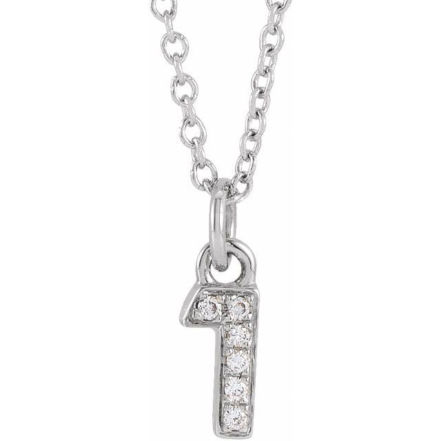 1/100 CTW Natural Diamond Round Petite Pave Number Adjustable Necklace in 14K Gold