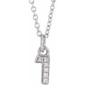 1/100 CTW Natural Diamond Round Petite Pave Number Adjustable Necklace in 14K Gold