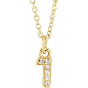 1/100 CTW Natural Diamond Round Petite Pave Number Adjustable Necklace in 14K Gold