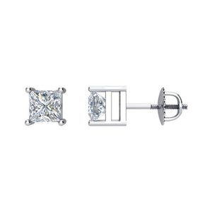 14K Gold Square Natural Diamond Stud Earrings