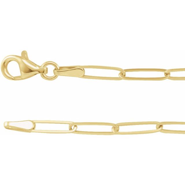 14K Yellow Gold 2.6 mm Paperclip Chain - Elegant Design