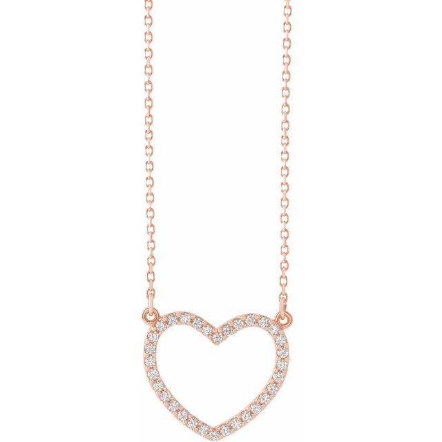 1/5 CTW Natural Diamond Heart Necklace in 14K Gold