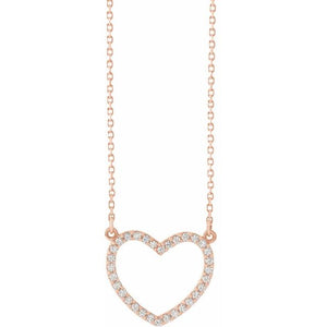 1/5 CTW Natural Diamond Radiant Heart Necklace in 14K Gold