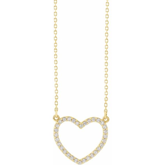 1/5 CTW Natural Diamond Radiant Heart Necklace in 14K Gold