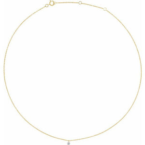 14K Gold Natural Diamond Solitaire Adjustable Necklace