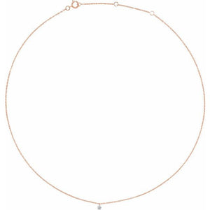 14K Gold Natural Diamond Solitaire Adjustable Necklace