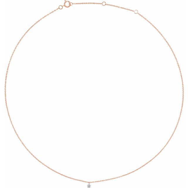 1/6 CTW Natural Diamond Round Solitaire Adjustable Necklace in 14K Gold
