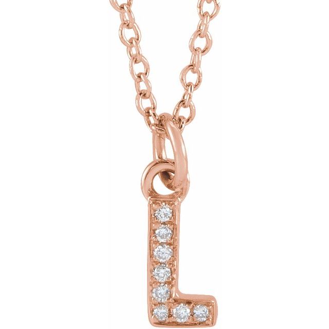1/100 CTW Natural Diamond Round Petite Initial Necklace in 14K Gold