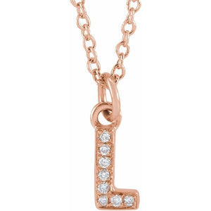 1/100 CTW Natural Diamond Round Petite Initial Necklace in 14K Gold