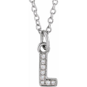 0.03 CTW Natural Diamond Petite Initial Necklace in 14K Gold