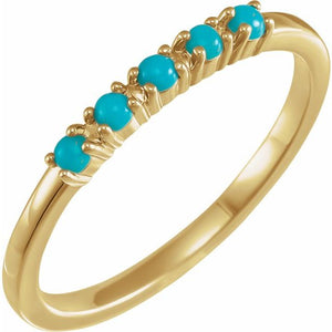 14K Gold Natural Turquoise Cabochon Stackable Ring