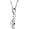 14K White Gold 1/2 CTW Diamond Halo Necklace - 18 Inch Elegance