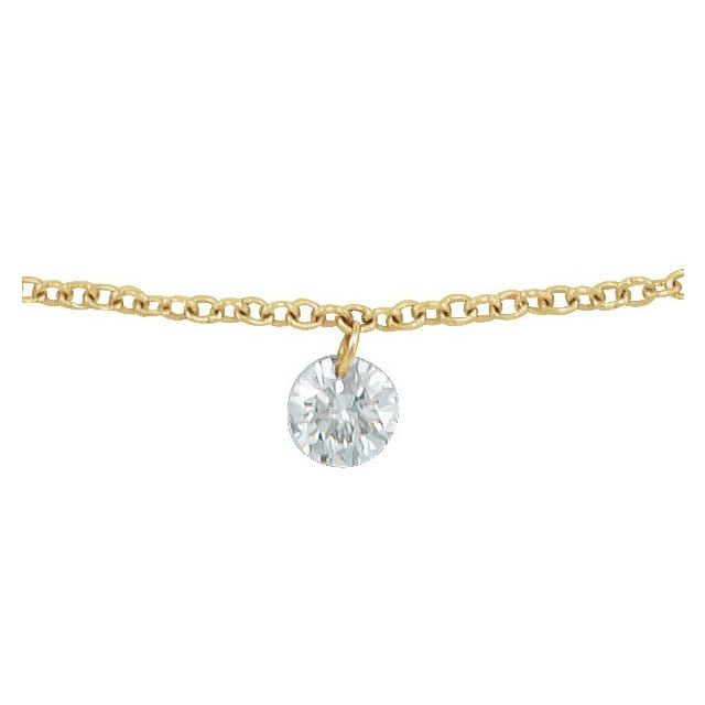 14K Gold Natural Diamond Solitaire Adjustable Necklace