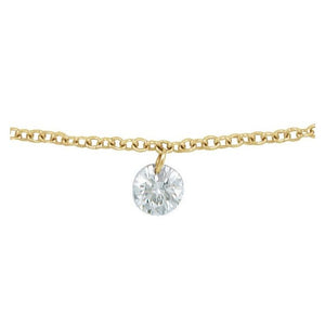14K Gold Natural Diamond Solitaire Adjustable Necklace