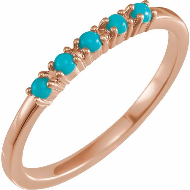 14K Gold Natural Turquoise Cabochon Stackable Ring