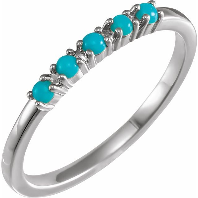 14K Gold Natural Turquoise Cabochon Stackable Ring