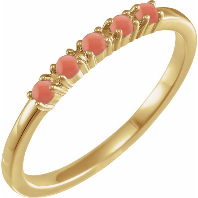 14K Gold Natural Turquoise Cabochon Stackable Ring