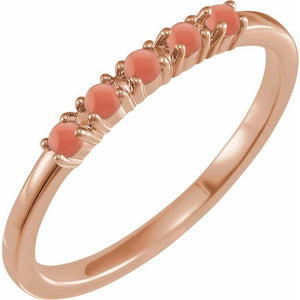 14K Gold Natural Turquoise Cabochon Stackable Ring