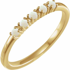 14K Gold Natural Turquoise Cabochon Stackable Ring