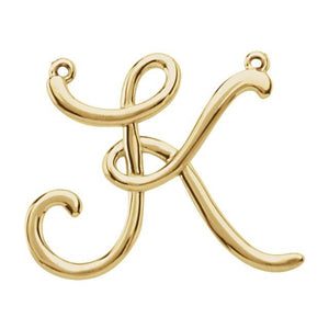 14K Gold Script Initial Pendant - Options Available