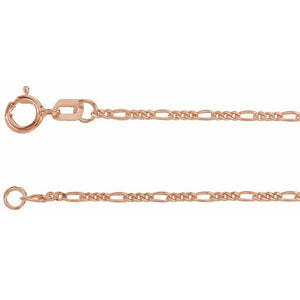 14K Yellow Gold 1.28 mm Figaro Chain Necklace - Elegant Design