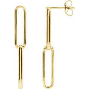 Paperclip-Style Earrings in 14K Gold