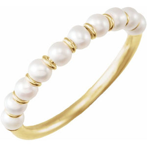 14K Gold Cultured Freshwater Pearl Ring - Options Available