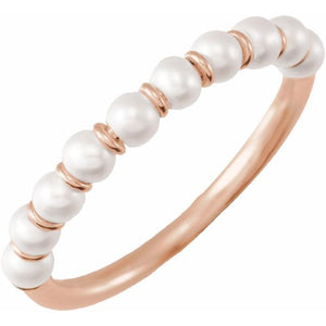 14K Gold Cultured Freshwater Pearl Ring - Options Available