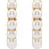 14K Gold Cultured White Freshwater Pearl 15.5 mm Huggie Hoop Earrings