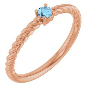 14K Gold Natural Alexandrite Solitaire Rope Ring